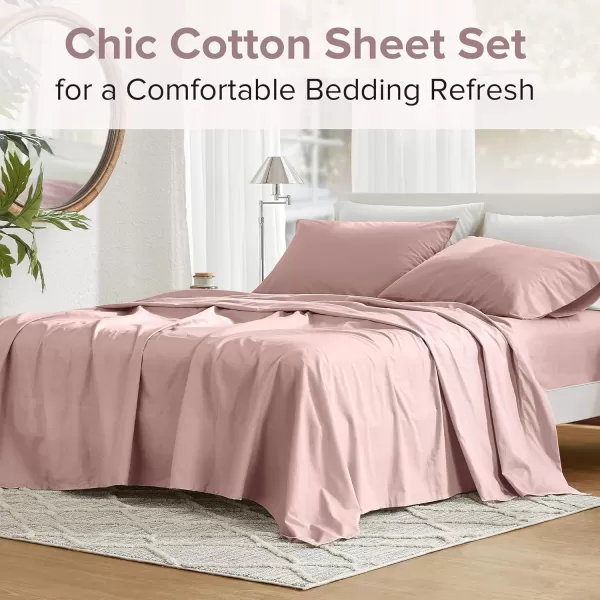 Comfort Spaces 100 Cotton Sheets Queen Breathable ampamp Soft Cotton Sheets Naturally Cool Cotton Bed Sheets with 14quot Elastic Pocket Fits up to 16quot Mattress All Seasons Sheet Set Sage Green 4 PiecePink