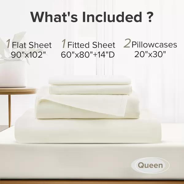Comfort Spaces 100 Cotton Sheets Queen Breathable ampamp Soft Cotton Sheets Naturally Cool Cotton Bed Sheets with 14quot Elastic Pocket Fits up to 16quot Mattress All Seasons Sheet Set Sage Green 4 PieceIvory