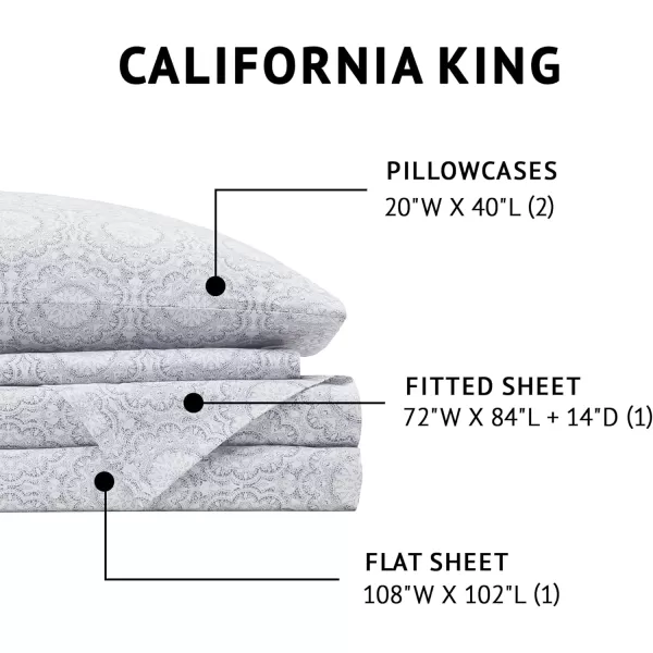 Comfort Spaces 100 Cotton Sheets Queen Breathable ampamp Soft Cotton Sheets Naturally Cool Cotton Bed Sheets with 14quot Elastic Pocket Fits up to 16quot Mattress All Seasons Sheet Set Sage Green 4 PieceAdelia Gray