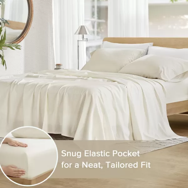 Comfort Spaces 100 Cotton Sheets Queen Breathable ampamp Soft Cotton Sheets Naturally Cool Cotton Bed Sheets with 14quot Elastic Pocket Fits up to 16quot Mattress All Seasons Sheet Set Sage Green 4 PieceIvory
