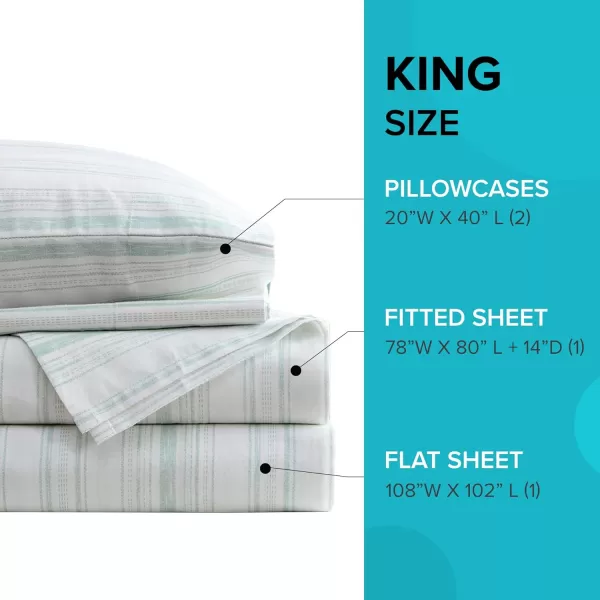 Comfort Spaces 100 Cotton Sheets Queen Breathable ampamp Soft Cotton Sheets Naturally Cool Cotton Bed Sheets with 14quot Elastic Pocket Fits up to 16quot Mattress All Seasons Sheet Set Sage Green 4 PieceGood Vibes
