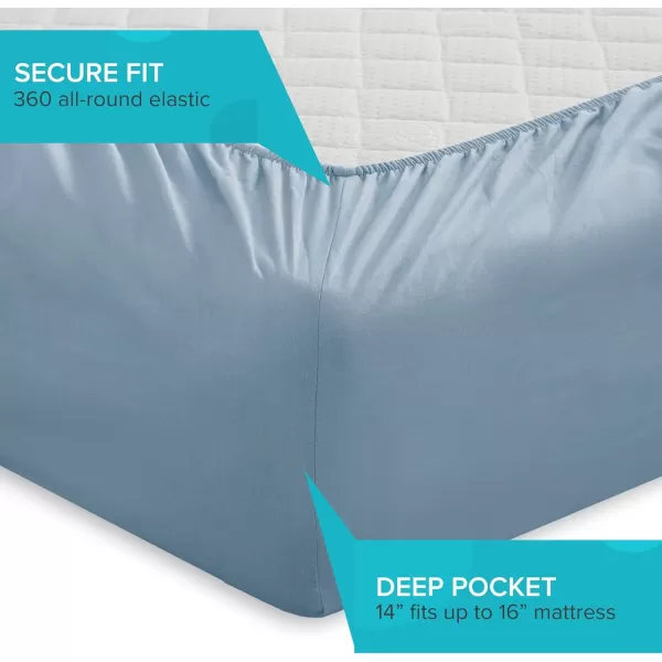 Comfort Spaces 100 Cotton Sheets Queen Breathable ampamp Soft Cotton Sheets Naturally Cool Cotton Bed Sheets with 14quot Elastic Pocket Fits up to 16quot Mattress All Seasons Sheet Set Sage Green 4 PieceBlue