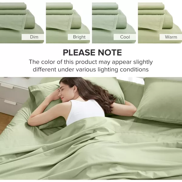 Comfort Spaces 100 Cotton Sheets Queen Breathable ampamp Soft Cotton Sheets Naturally Cool Cotton Bed Sheets with 14quot Elastic Pocket Fits up to 16quot Mattress All Seasons Sheet Set Sage Green 4 PieceSage Green