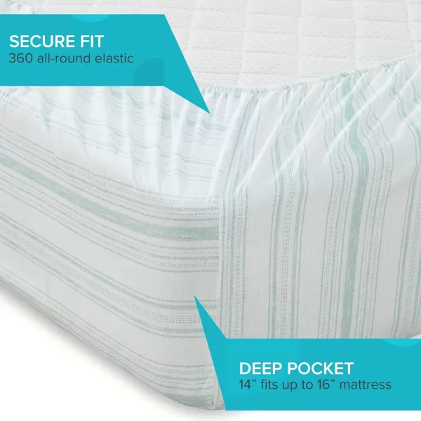 Comfort Spaces 100 Cotton Sheets Queen Breathable ampamp Soft Cotton Sheets Naturally Cool Cotton Bed Sheets with 14quot Elastic Pocket Fits up to 16quot Mattress All Seasons Sheet Set Sage Green 4 PieceGood Vibes