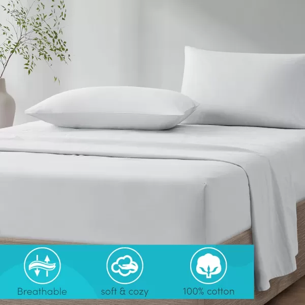 Comfort Spaces 100 Cotton Sheets Queen Breathable ampamp Soft Cotton Sheets Naturally Cool Cotton Bed Sheets with 14quot Elastic Pocket Fits up to 16quot Mattress All Seasons Sheet Set Sage Green 4 PieceWhite