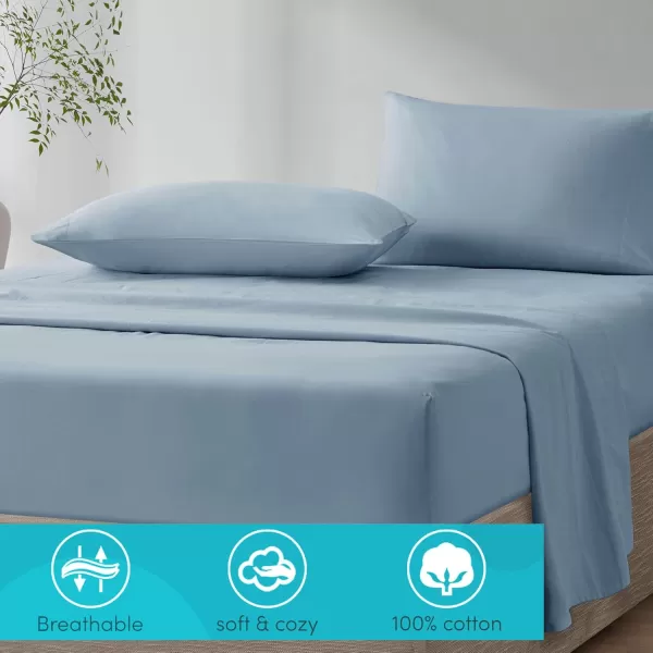 Comfort Spaces 100 Cotton Sheets Queen Breathable ampamp Soft Cotton Sheets Naturally Cool Cotton Bed Sheets with 14quot Elastic Pocket Fits up to 16quot Mattress All Seasons Sheet Set Sage Green 4 PieceBlue