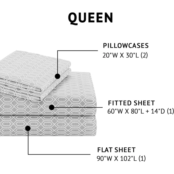 Comfort Spaces 100 Cotton Sheets Queen Breathable ampamp Soft Cotton Sheets Naturally Cool Cotton Bed Sheets with 14quot Elastic Pocket Fits up to 16quot Mattress All Seasons Sheet Set Sage Green 4 PieceDiamond Grey