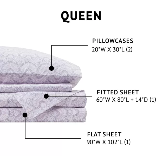 Comfort Spaces 100 Cotton Sheets Queen Breathable ampamp Soft Cotton Sheets Naturally Cool Cotton Bed Sheets with 14quot Elastic Pocket Fits up to 16quot Mattress All Seasons Sheet Set Sage Green 4 PieceTabitha Purple