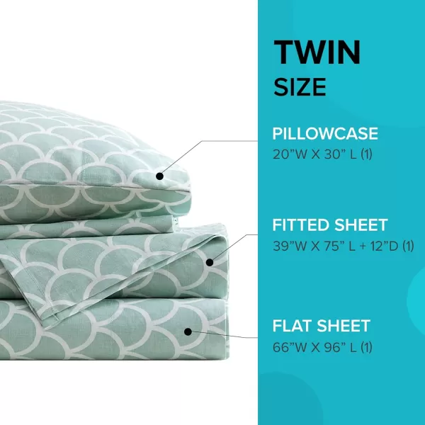 Comfort Spaces 100 Cotton Sheets Queen Breathable ampamp Soft Cotton Sheets Naturally Cool Cotton Bed Sheets with 14quot Elastic Pocket Fits up to 16quot Mattress All Seasons Sheet Set Sage Green 4 PieceScales