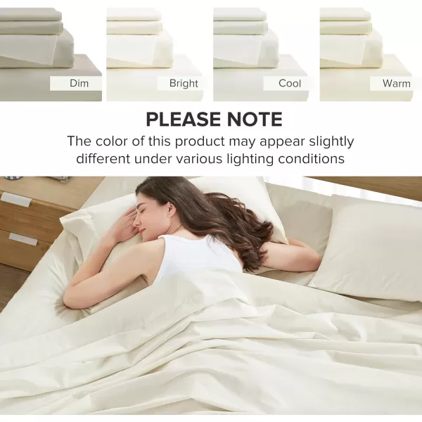 Comfort Spaces 100 Cotton Sheets Queen Breathable ampamp Soft Cotton Sheets Naturally Cool Cotton Bed Sheets with 14quot Elastic Pocket Fits up to 16quot Mattress All Seasons Sheet Set Sage Green 4 PieceIvory