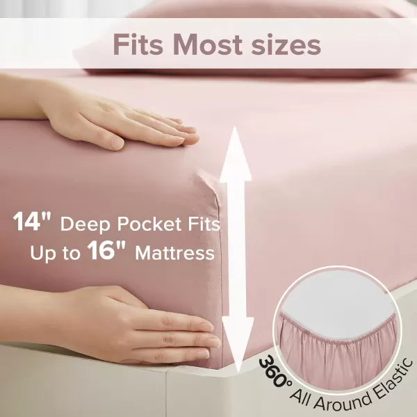 Comfort Spaces 100 Cotton Sheets Queen Breathable ampamp Soft Cotton Sheets Naturally Cool Cotton Bed Sheets with 14quot Elastic Pocket Fits up to 16quot Mattress All Seasons Sheet Set Sage Green 4 PiecePink