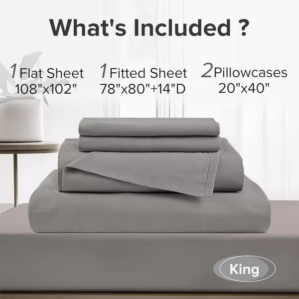 Comfort Spaces 100 Cotton Sheets Queen Breathable ampamp Soft Cotton Sheets Naturally Cool Cotton Bed Sheets with 14quot Elastic Pocket Fits up to 16quot Mattress All Seasons Sheet Set Sage Green 4 PieceDark Gray