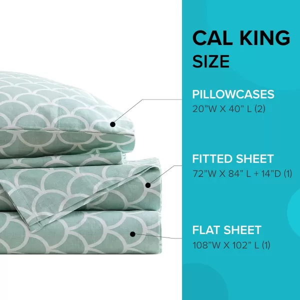 Comfort Spaces 100 Cotton Sheets Queen Breathable ampamp Soft Cotton Sheets Naturally Cool Cotton Bed Sheets with 14quot Elastic Pocket Fits up to 16quot Mattress All Seasons Sheet Set Sage Green 4 PieceScales