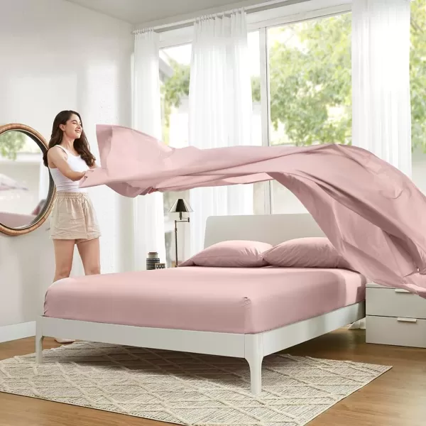 Comfort Spaces 100 Cotton Sheets Queen Breathable ampamp Soft Cotton Sheets Naturally Cool Cotton Bed Sheets with 14quot Elastic Pocket Fits up to 16quot Mattress All Seasons Sheet Set Sage Green 4 PiecePink