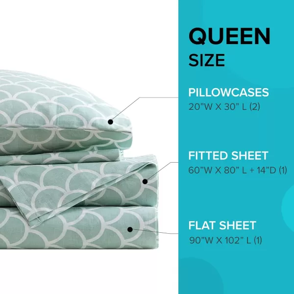 Comfort Spaces 100 Cotton Sheets Queen Breathable ampamp Soft Cotton Sheets Naturally Cool Cotton Bed Sheets with 14quot Elastic Pocket Fits up to 16quot Mattress All Seasons Sheet Set Sage Green 4 PieceScales