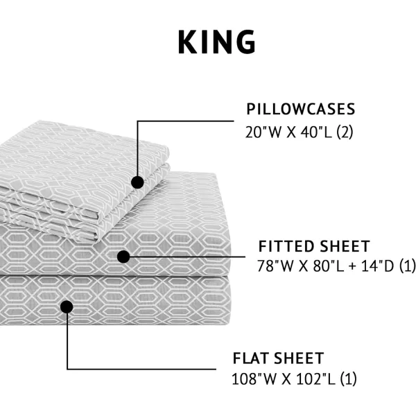 Comfort Spaces 100 Cotton Sheets Queen Breathable ampamp Soft Cotton Sheets Naturally Cool Cotton Bed Sheets with 14quot Elastic Pocket Fits up to 16quot Mattress All Seasons Sheet Set Sage Green 4 PieceDiamond Grey