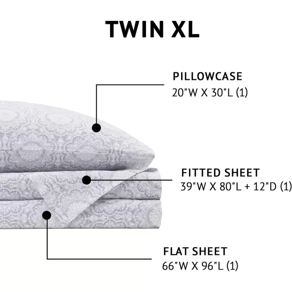 Comfort Spaces 100 Cotton Sheets Queen Breathable ampamp Soft Cotton Sheets Naturally Cool Cotton Bed Sheets with 14quot Elastic Pocket Fits up to 16quot Mattress All Seasons Sheet Set Sage Green 4 PieceAdelia Gray
