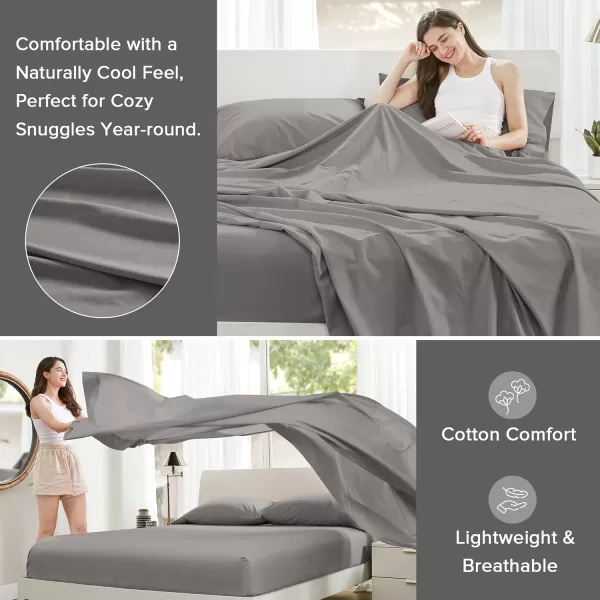 Comfort Spaces 100 Cotton Sheets Queen Breathable ampamp Soft Cotton Sheets Naturally Cool Cotton Bed Sheets with 14quot Elastic Pocket Fits up to 16quot Mattress All Seasons Sheet Set Sage Green 4 PieceDark Gray