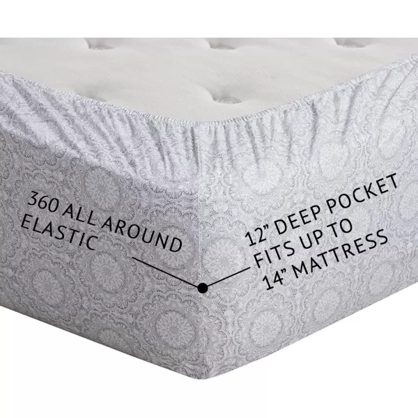 Comfort Spaces 100 Cotton Sheets Queen Breathable ampamp Soft Cotton Sheets Naturally Cool Cotton Bed Sheets with 14quot Elastic Pocket Fits up to 16quot Mattress All Seasons Sheet Set Sage Green 4 PieceAdelia Gray