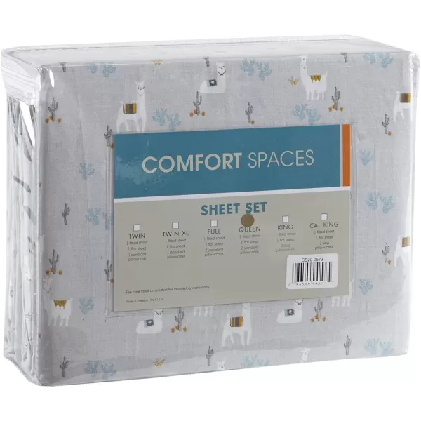 Comfort Spaces 100 Cotton Sheets Queen Breathable ampamp Soft Cotton Sheets Naturally Cool Cotton Bed Sheets with 14quot Elastic Pocket Fits up to 16quot Mattress All Seasons Sheet Set Sage Green 4 PieceLama Multi