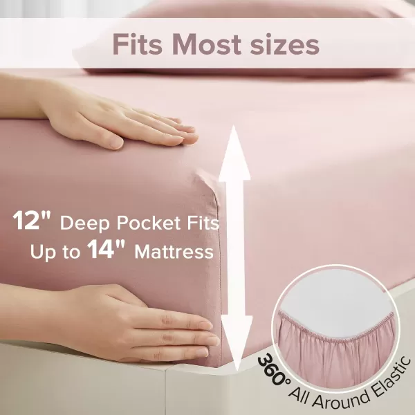 Comfort Spaces 100 Cotton Sheets Queen Breathable ampamp Soft Cotton Sheets Naturally Cool Cotton Bed Sheets with 14quot Elastic Pocket Fits up to 16quot Mattress All Seasons Sheet Set Sage Green 4 PiecePink