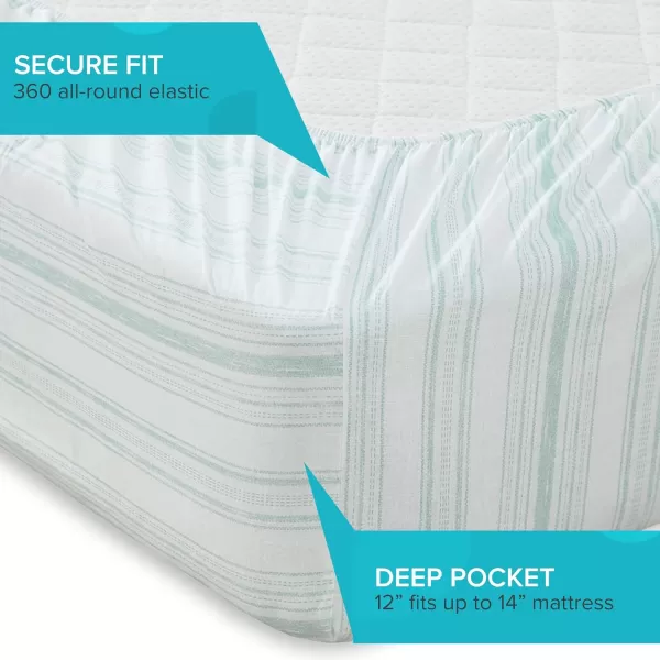 Comfort Spaces 100 Cotton Sheets Queen Breathable ampamp Soft Cotton Sheets Naturally Cool Cotton Bed Sheets with 14quot Elastic Pocket Fits up to 16quot Mattress All Seasons Sheet Set Sage Green 4 PieceGood Vibes