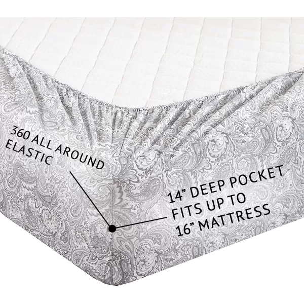 Comfort Spaces 100 Cotton Sheets Queen Breathable ampamp Soft Cotton Sheets Naturally Cool Cotton Bed Sheets with 14quot Elastic Pocket Fits up to 16quot Mattress All Seasons Sheet Set Sage Green 4 PiecePaisley Multi