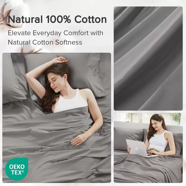 Comfort Spaces 100 Cotton Sheets Queen Breathable ampamp Soft Cotton Sheets Naturally Cool Cotton Bed Sheets with 14quot Elastic Pocket Fits up to 16quot Mattress All Seasons Sheet Set Sage Green 4 PieceDark Gray