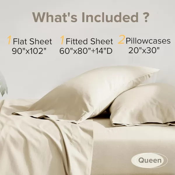 Comfort Spaces 100 Cotton Sheets Queen Breathable ampamp Soft Cotton Sheets Naturally Cool Cotton Bed Sheets with 14quot Elastic Pocket Fits up to 16quot Mattress All Seasons Sheet Set Sage Green 4 PieceCream