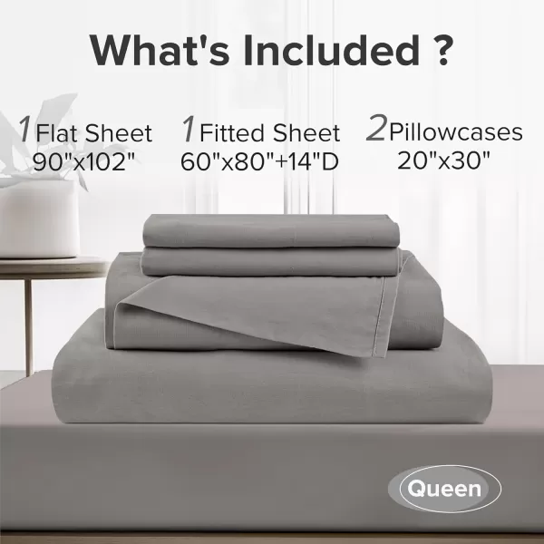 Comfort Spaces 100 Cotton Sheets Queen Breathable ampamp Soft Cotton Sheets Naturally Cool Cotton Bed Sheets with 14quot Elastic Pocket Fits up to 16quot Mattress All Seasons Sheet Set Sage Green 4 PieceDark Gray