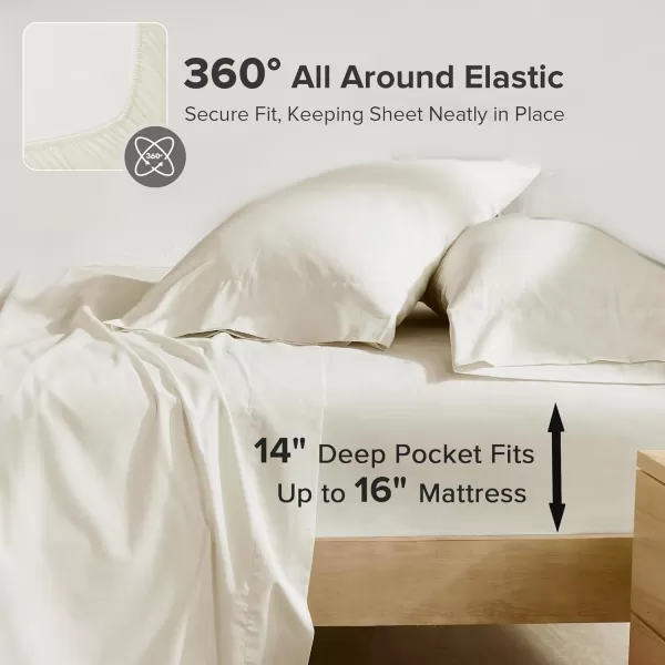 Comfort Spaces 100 Cotton Sheets Queen Breathable ampamp Soft Cotton Sheets Naturally Cool Cotton Bed Sheets with 14quot Elastic Pocket Fits up to 16quot Mattress All Seasons Sheet Set Sage Green 4 PieceIvory