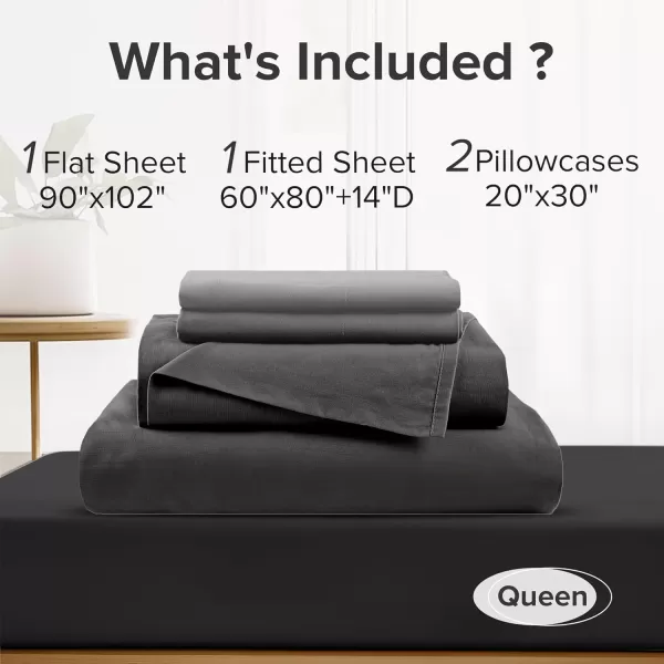 Comfort Spaces 100 Cotton Sheets Queen Breathable ampamp Soft Cotton Sheets Naturally Cool Cotton Bed Sheets with 14quot Elastic Pocket Fits up to 16quot Mattress All Seasons Sheet Set Sage Green 4 PieceBlack