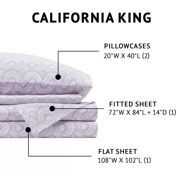 Comfort Spaces 100 Cotton Sheets Queen Breathable ampamp Soft Cotton Sheets Naturally Cool Cotton Bed Sheets with 14quot Elastic Pocket Fits up to 16quot Mattress All Seasons Sheet Set Sage Green 4 PieceTabitha Purple