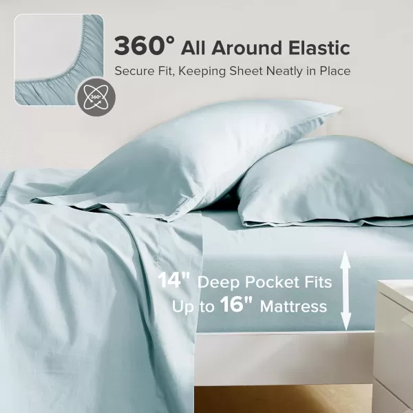 Comfort Spaces 100 Cotton Sheets Queen Breathable ampamp Soft Cotton Sheets Naturally Cool Cotton Bed Sheets with 14quot Elastic Pocket Fits up to 16quot Mattress All Seasons Sheet Set Sage Green 4 PieceLight Blue