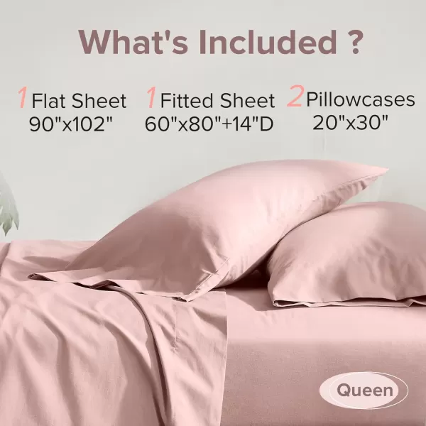 Comfort Spaces 100 Cotton Sheets Queen Breathable ampamp Soft Cotton Sheets Naturally Cool Cotton Bed Sheets with 14quot Elastic Pocket Fits up to 16quot Mattress All Seasons Sheet Set Sage Green 4 PiecePink