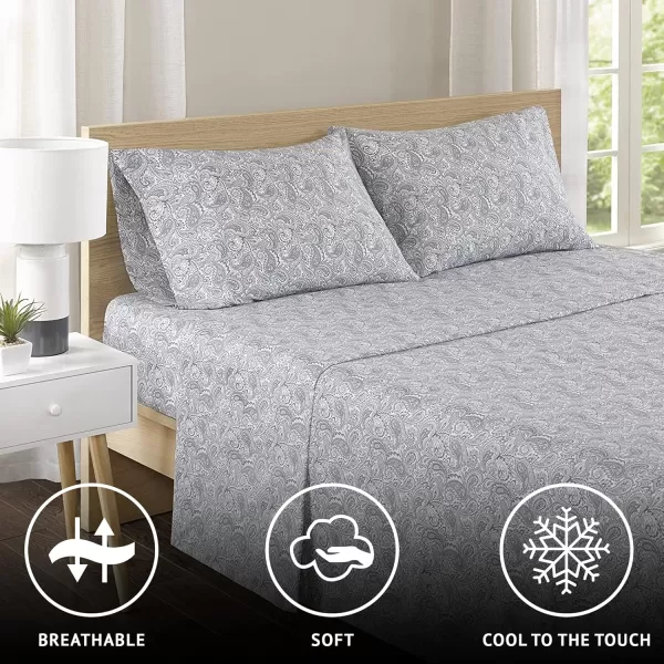 Comfort Spaces 100 Cotton Sheets Queen Breathable ampamp Soft Cotton Sheets Naturally Cool Cotton Bed Sheets with 14quot Elastic Pocket Fits up to 16quot Mattress All Seasons Sheet Set Sage Green 4 PiecePaisley Multi