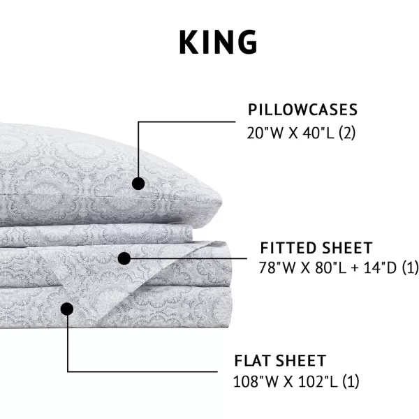 Comfort Spaces 100 Cotton Sheets Queen Breathable ampamp Soft Cotton Sheets Naturally Cool Cotton Bed Sheets with 14quot Elastic Pocket Fits up to 16quot Mattress All Seasons Sheet Set Sage Green 4 PieceAdelia Gray