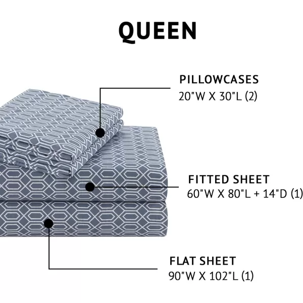 Comfort Spaces 100 Cotton Sheets Queen Breathable ampamp Soft Cotton Sheets Naturally Cool Cotton Bed Sheets with 14quot Elastic Pocket Fits up to 16quot Mattress All Seasons Sheet Set Sage Green 4 PieceDiamond Blue