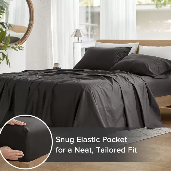 Comfort Spaces 100 Cotton Sheets Queen Breathable ampamp Soft Cotton Sheets Naturally Cool Cotton Bed Sheets with 14quot Elastic Pocket Fits up to 16quot Mattress All Seasons Sheet Set Sage Green 4 PieceBlack