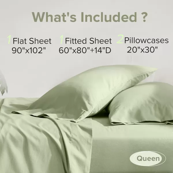 Comfort Spaces 100 Cotton Sheets Queen Breathable ampamp Soft Cotton Sheets Naturally Cool Cotton Bed Sheets with 14quot Elastic Pocket Fits up to 16quot Mattress All Seasons Sheet Set Sage Green 4 PieceSage Green
