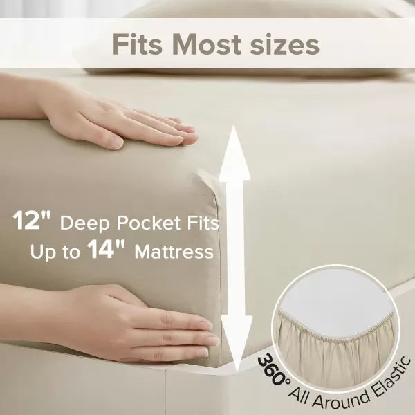Comfort Spaces 100 Cotton Sheets Queen Breathable ampamp Soft Cotton Sheets Naturally Cool Cotton Bed Sheets with 14quot Elastic Pocket Fits up to 16quot Mattress All Seasons Sheet Set Sage Green 4 PieceCream