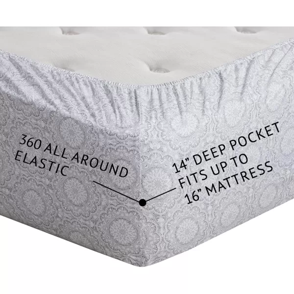 Comfort Spaces 100 Cotton Sheets Queen Breathable ampamp Soft Cotton Sheets Naturally Cool Cotton Bed Sheets with 14quot Elastic Pocket Fits up to 16quot Mattress All Seasons Sheet Set Sage Green 4 PieceAdelia Gray