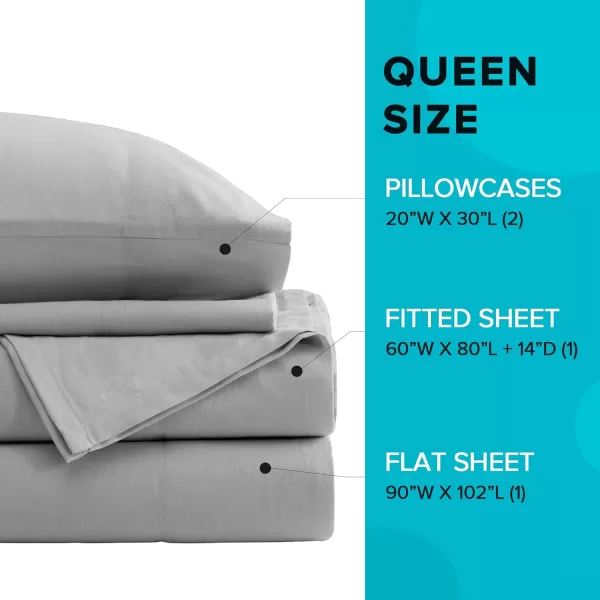 Comfort Spaces 100 Cotton Sheets Queen Breathable ampamp Soft Cotton Sheets Naturally Cool Cotton Bed Sheets with 14quot Elastic Pocket Fits up to 16quot Mattress All Seasons Sheet Set Sage Green 4 PieceGrey
