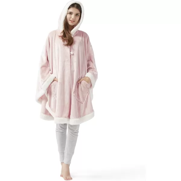 Comfort Spaces Angel Wrap Hooded Wearable Blanket Throw Ultra Soft Giftable Plush To Sherpa Poncho Blanket Wrap With Pockets Cozy and Warm Shawl Gift for Her 58quotx72quot TealBlush