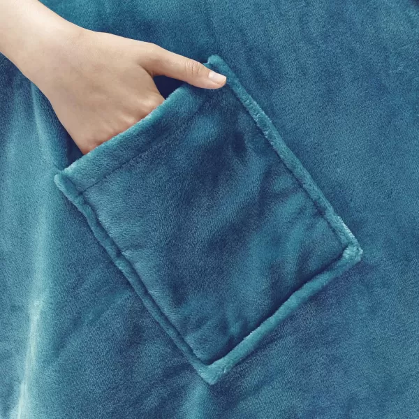 Comfort Spaces Angel Wrap Hooded Wearable Blanket Throw Ultra Soft Giftable Plush To Sherpa Poncho Blanket Wrap With Pockets Cozy and Warm Shawl Gift for Her 58quotx72quot TealTeal