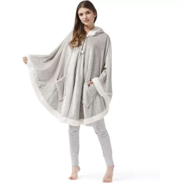 Comfort Spaces Angel Wrap Hooded Wearable Blanket Throw Ultra Soft Giftable Plush To Sherpa Poncho Blanket Wrap With Pockets Cozy and Warm Shawl Gift for Her 58quotx72quot TealGrey