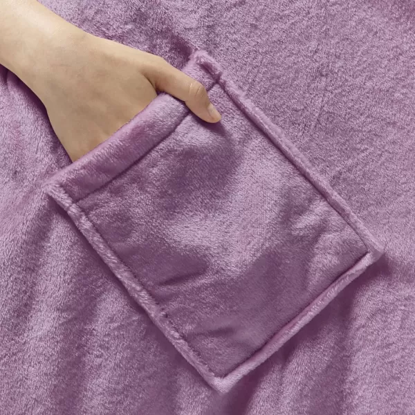 Comfort Spaces Angel Wrap Hooded Wearable Blanket Throw Ultra Soft Giftable Plush To Sherpa Poncho Blanket Wrap With Pockets Cozy and Warm Shawl Gift for Her 58quotx72quot BlushLavender