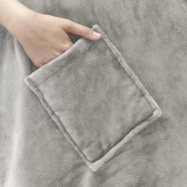 Comfort Spaces Angel Wrap Hooded Wearable Blanket Throw Ultra Soft Giftable Plush To Sherpa Poncho Blanket Wrap With Pockets Cozy and Warm Shawl Gift for Her 58quotx72quot TealGrey