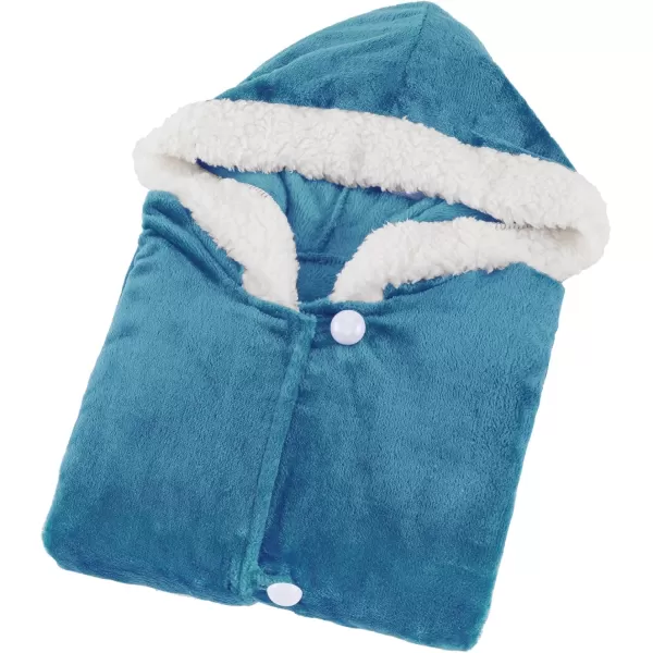 Comfort Spaces Angel Wrap Hooded Wearable Blanket Throw Ultra Soft Giftable Plush To Sherpa Poncho Blanket Wrap With Pockets Cozy and Warm Shawl Gift for Her 58quotx72quot BlushTeal