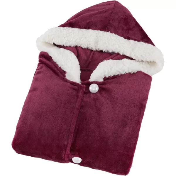 Comfort Spaces Angel Wrap Hooded Wearable Blanket Throw Ultra Soft Giftable Plush To Sherpa Poncho Blanket Wrap With Pockets Cozy and Warm Shawl Gift for Her 58quotx72quot BlushRed
